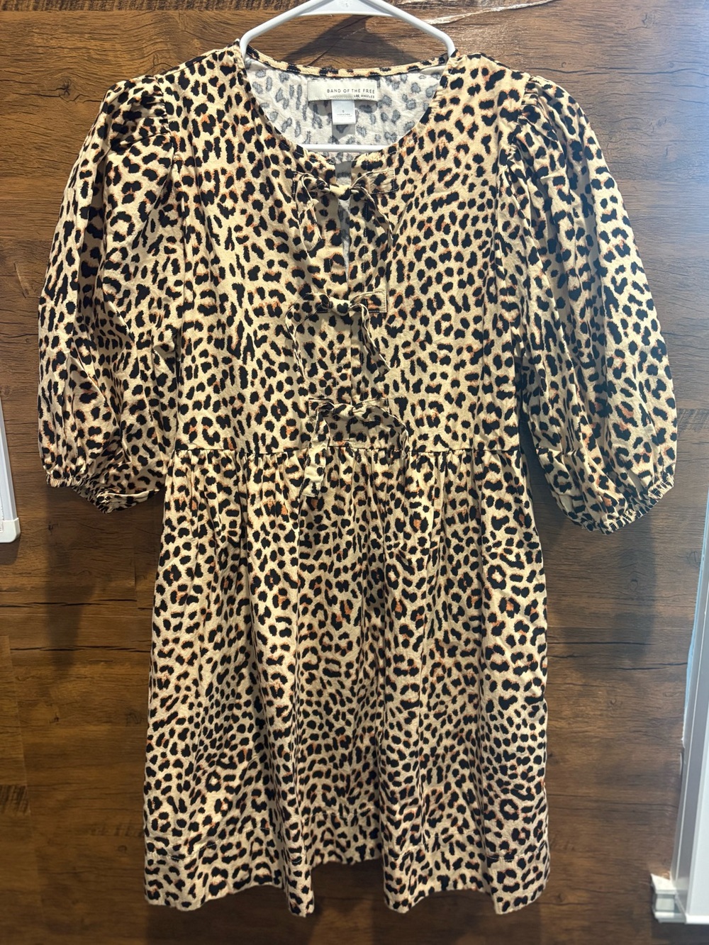 Band of the Free Leopard Print Tie-Front Mini Dress in Beige - Picture 2 of 7